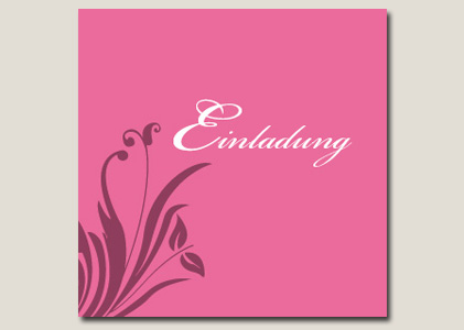 Einladungskarte in Rosa mit weisser Schrift Einladungskarte in Rosa mit weisser Schrift